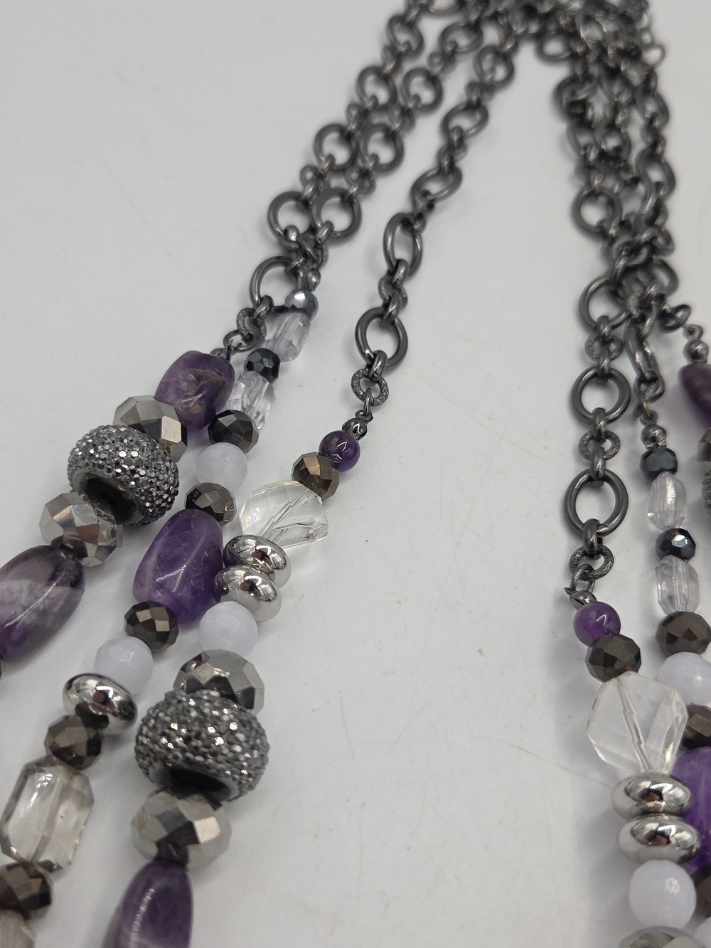 Chico's Multi-Strand Purple Gemstone and Crystal Necklace - Picture 5 of 5